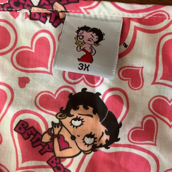 Betty Boop Valentine's Heart Print Scrub Top Size 3XL XXXL Medical Dental Vet - Picture 6 of 12